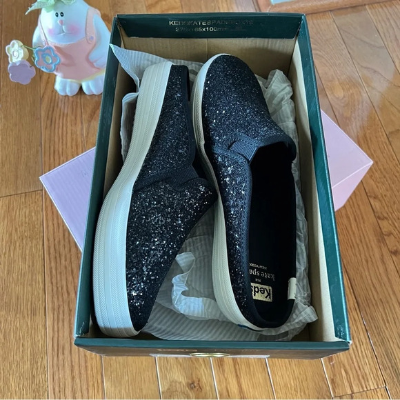 KATE SPADE Keds Womens Shoes Double Deck Mule Black Shimmer Sneakers 6.5 Casual - Picture 7 of 10